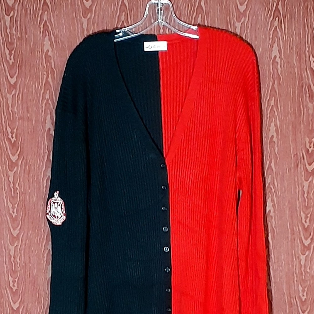 Delta Sigma Theta Red/Black Sweater Turtle Neck Dress Embroidered Size XXXXL New